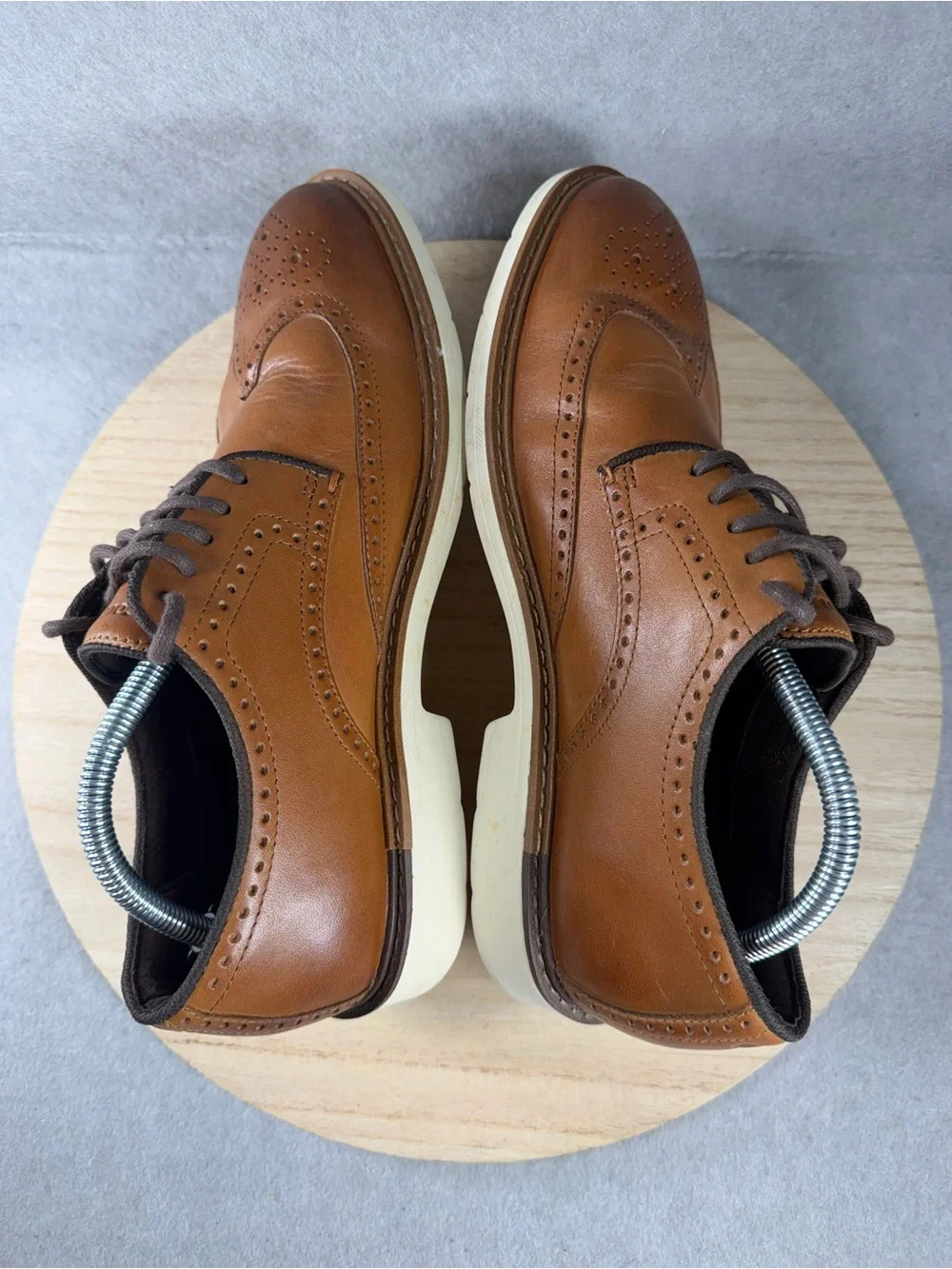 Cole Haan Go To Wing Oxford Men 9 M British Tan Leather Wingtip Shoes C34120